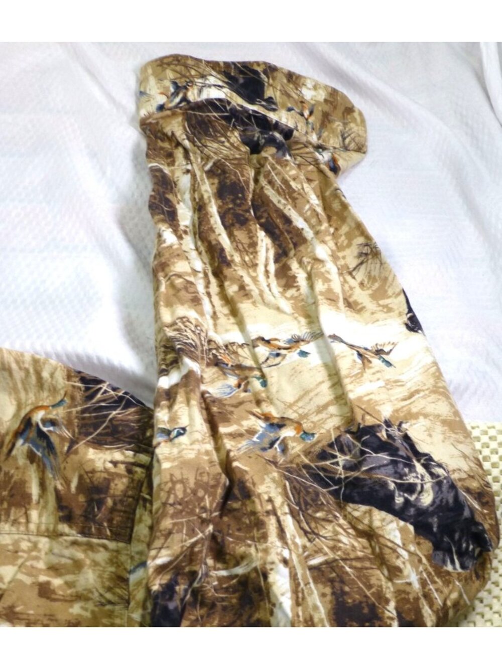 North River Mens Hunting-Themed Button-Up Shirt L 100% Cotton Brown Dogs & Ducks - Picture 14 of 15